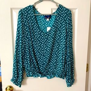 Francesca Blue Rain Floral Bohemian Top